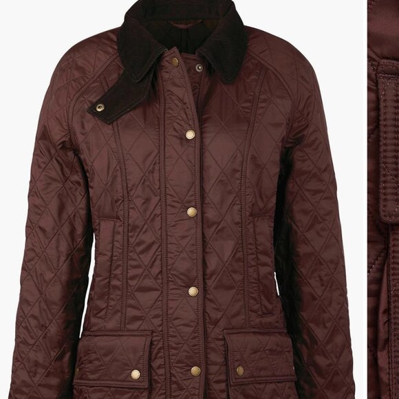 Barbour Jackets & Blazers - Barbour Quilted Maroon Brown Jacket with Corduroy Collar